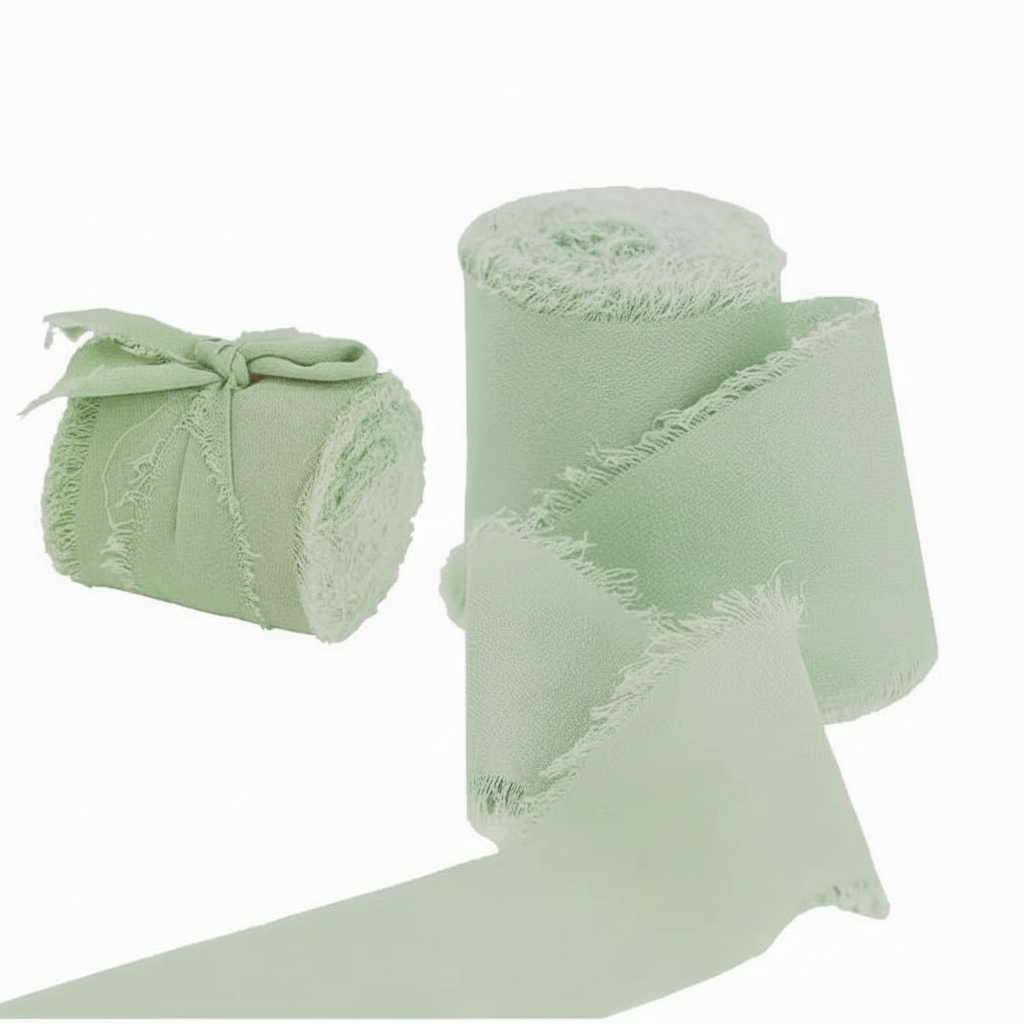 סרט שיפון עם קצוות משי קרועים