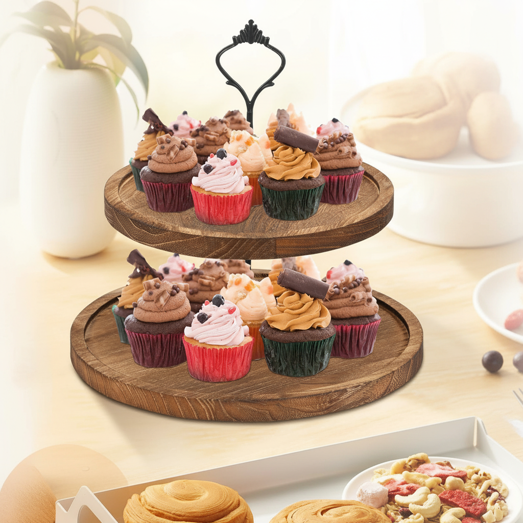מעמד עוגות עץ 2-3 קומות עגול