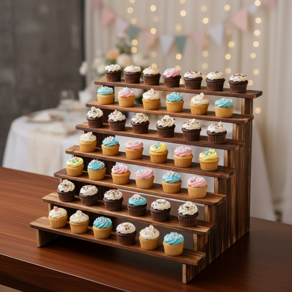 מעמד תצוגה עץ מדרגות רב קומות