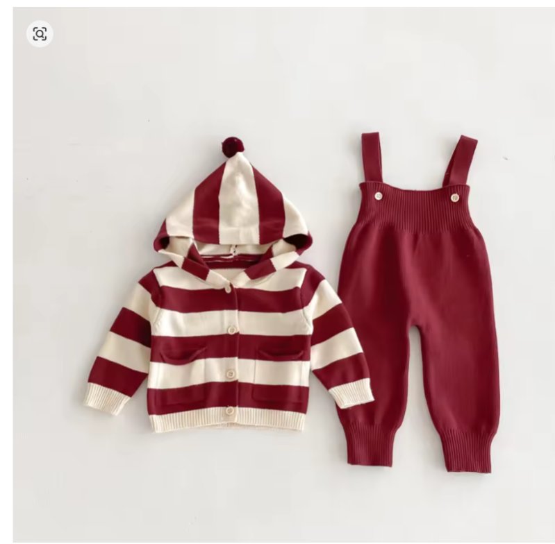 סט סריג מהמם לתינוק בצבע בורדו מידה 12M מוכרת כי המידה גדולה.