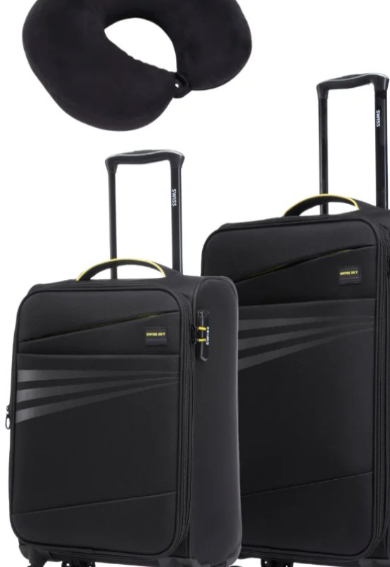 נקנה בסט של 3 
מזוודת בד Eco Spiner מבית המותג Swiss Sky הדור החדש של המזוודות - דגם משופר ומשודרג בצבע שחור 
מידות-
חיצוני: 55 * 36 * 24 / משקל: 2.7 ק"ג / נפח: 43 ליטר  (50 לאחר הרחבה)