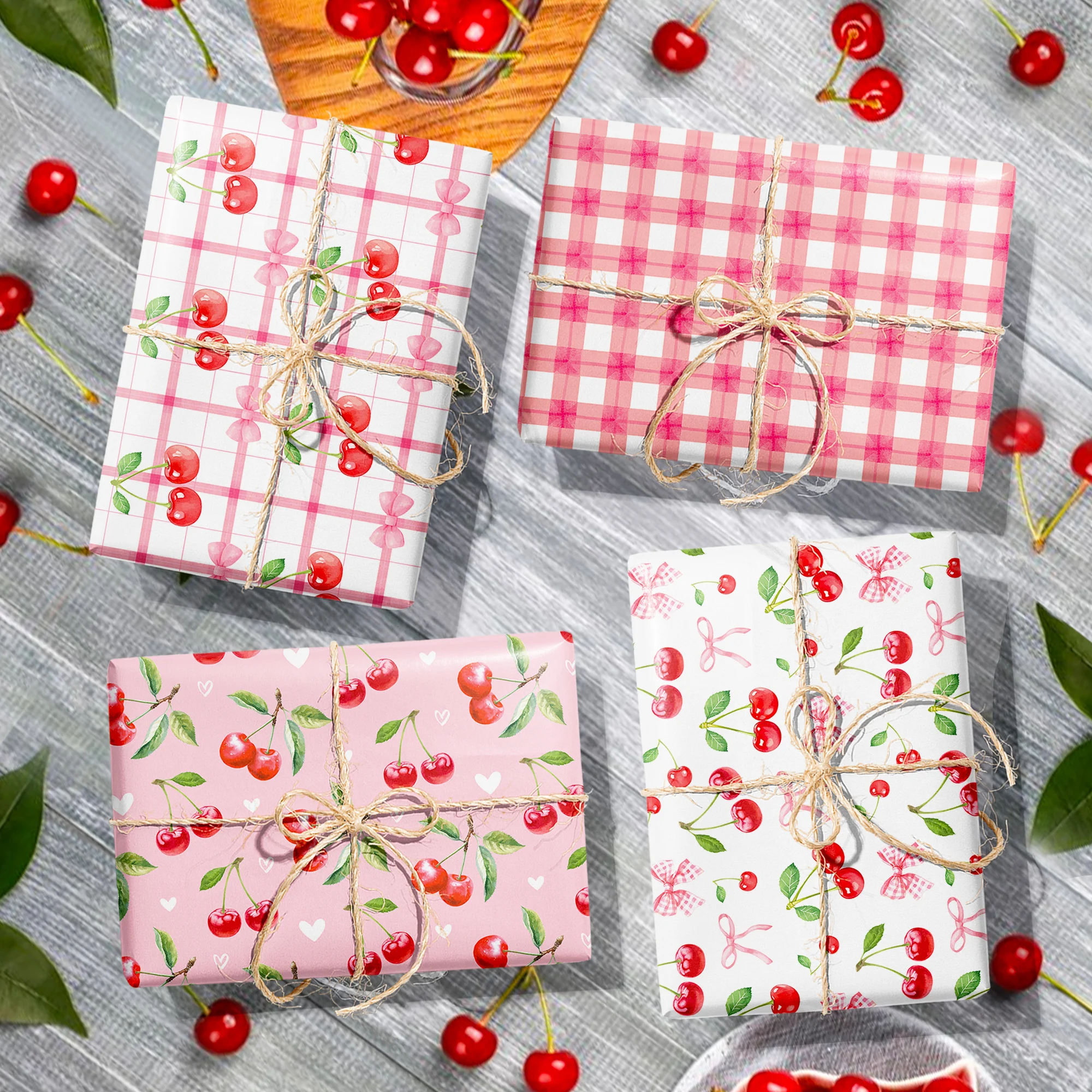 נייר אריזה דובדבנים 6 יחידות