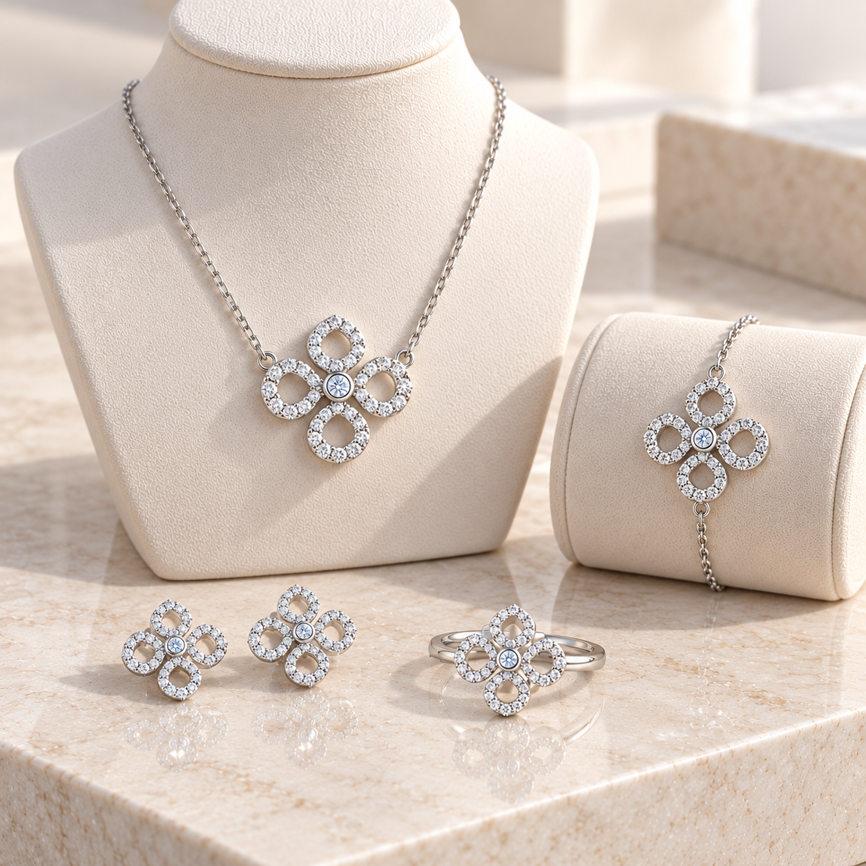 סט פרח Moissanite
